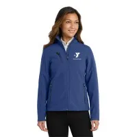 Women's Welded Soft Shell Jacket (EstateBlue) - Embroidered Left Chest YMCA Logo w/ SOUTH SHORE YMCA